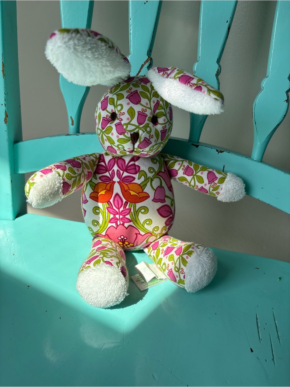 Vera Bradley Floral Pattern Plush Bunny Toy - Pink & Green